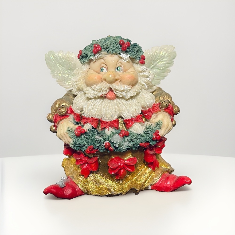 Vintage Santa With Wings Christmas Figurine Fairy So Whimsical!